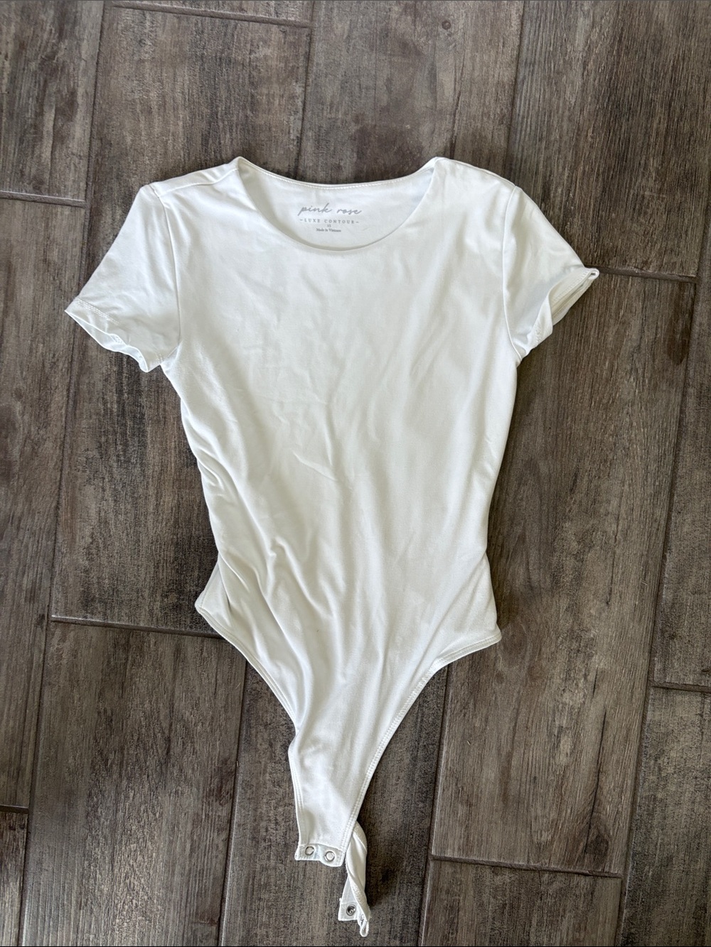 Pink Rose White Short-Sleeve Bodysuit One-Piece